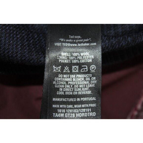 Ted Baker Pants Mens 32x31 Blue Winter Wool Plaid Dress Pants Business Trousers - Picture 7 of 8